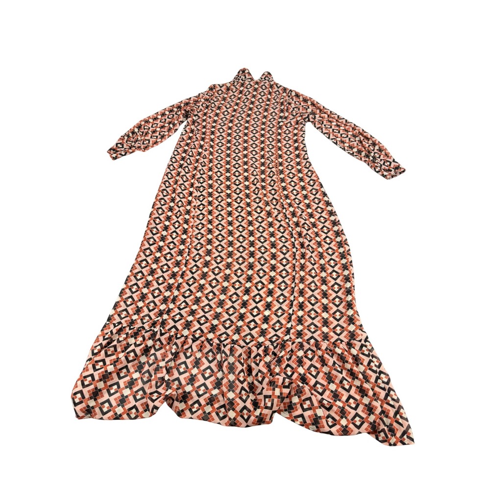 Nina Parker Geometric Diamond Print Button Front Maxi Dress 0X No BELT